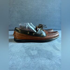 Life Outdoors Slip On Loafer Boat Shoes Men’s SZ 11 Black Brown Leather Preppy